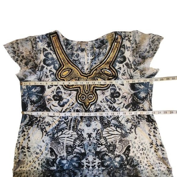 New Directions Weekend Black White Sequin Embellished Wintop Size 1X - Picture 9 of 11